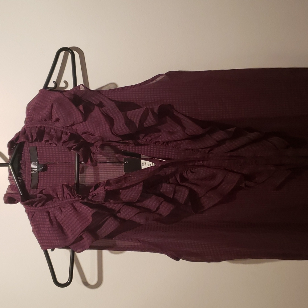 Bedo Ruffle Blouse Plum Large - Picture 2 of 6